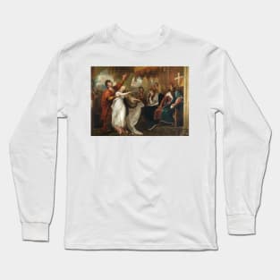 Hamlet- Act IV, Scene V (Ophelia Before the King and Queen) by Benjamin West Long Sleeve T-Shirt
